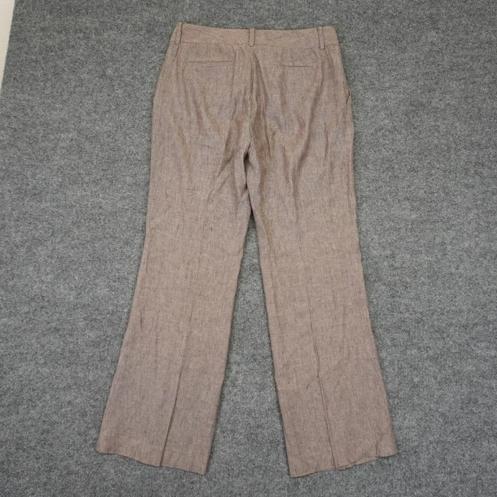 Banana Republic Martin Fit Pants Womens 8 32x20 Brown Pinstripe Linen Blend